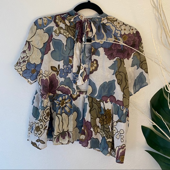 ZARA Flowy Floral High Neck Top - Picture 5 of 9